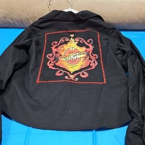 Harley-Davidson Black Shirt with Red and Gold Design
